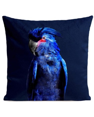 Coussin velours carré imprimé animaux bleu foncé 60x60