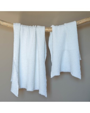 Serviette de toilette blanche en coton gaufré 80X150 CM