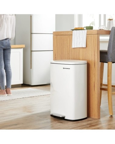 Poubelle à pédale 50L acier blanc
