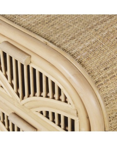 Table de chevet 2 tiroirs et cannage en rotin