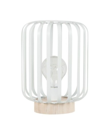 Déco lumineuse en métal blanc et bois de pin