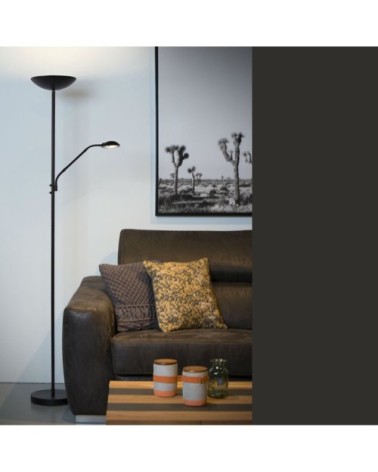 Lampadaire LED avec liseuse métal noir H180cm