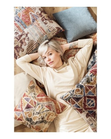 Housse de coussin velours multicolore orange 60x60