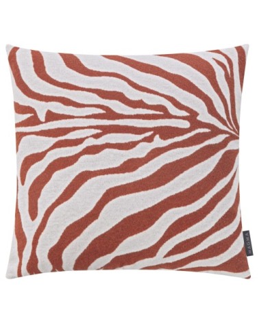 Housse de coussin jacquard motif zébre rouille 50x50