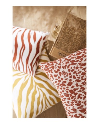 Housse de coussin jacquard motif zébre rouille 50x50