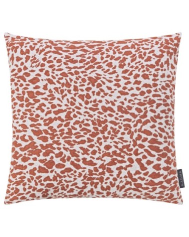 Housse de coussin jacquard motif léopard rouille 50x50