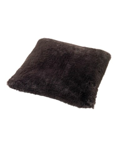 Coussin - noir fausse fourrure 45x45 cm uni