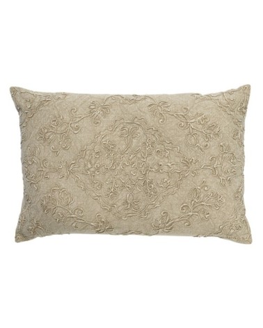 Coussin - beige en coton 40x60 cm avec motif fleuri