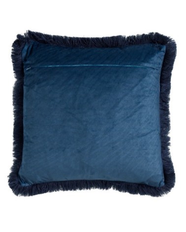 Housse de coussin bleu en velours-45x45 cm avec motif fleuri