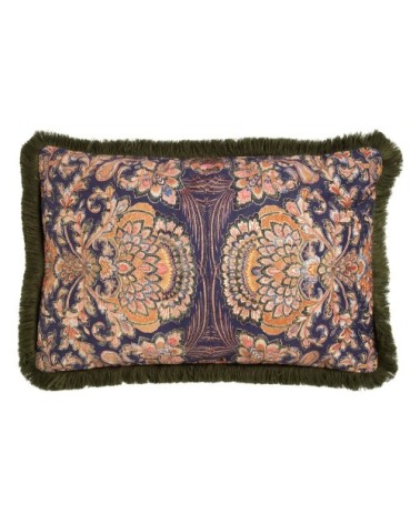 Housse de coussin vert en velours-40x60 cm avec motif fleuri