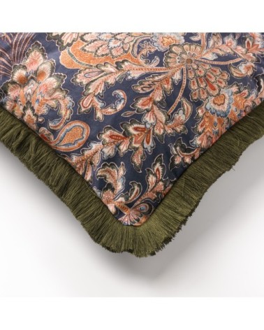 Housse de coussin vert en velours-40x60 cm avec motif fleuri