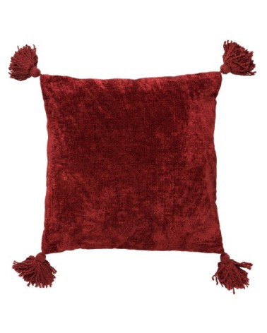 Coussin - rouge en coton 45x45 cm uni