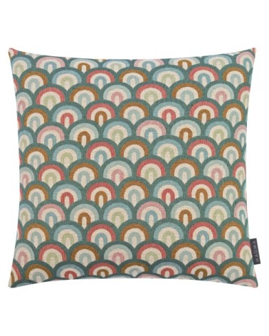 Housses de coussin jacquard motif art déco vert jade 50x50 - Lot de 2