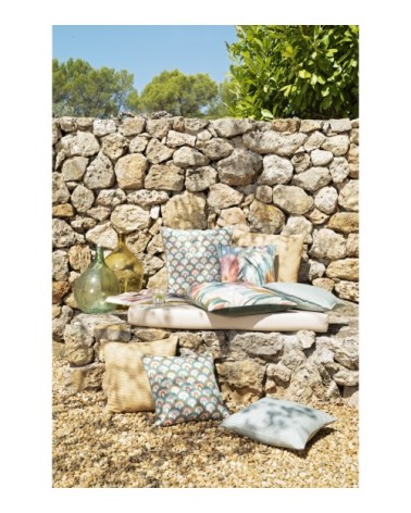 Housses de coussin jacquard motif art déco vert jade 50x50 - Lot de 2