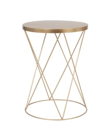 Bout de canapé rond en métal doré mat