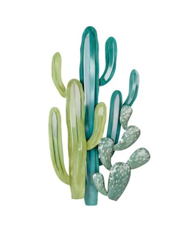 Déco murale cactus en métal vert 41x68