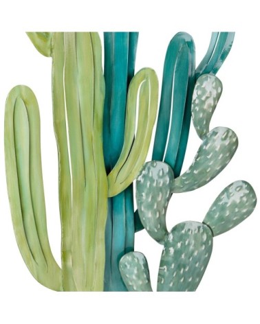 Déco murale cactus en métal vert 41x68