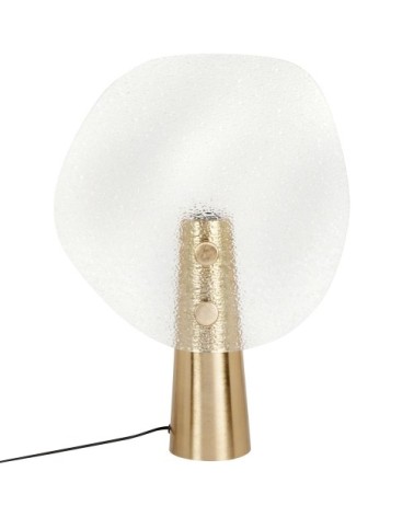 Lampe en fer doré et globe en verre H42