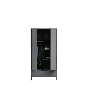 Armoire 2 portes 1 tiroir en bois gris