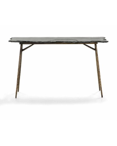 Console plateau en ardoise pieds métal vieilli l107cm
