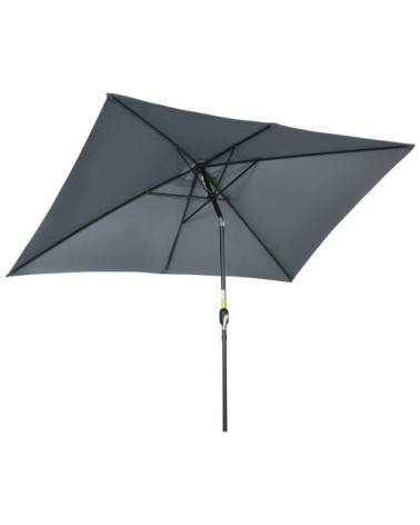 Parasol de jardin inclinable rectangulaire aluminium polyester gris