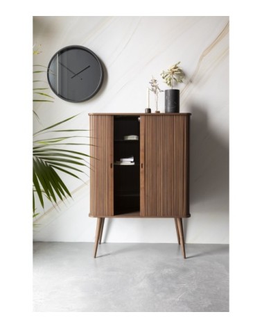 Buffet haut en bois foncé finition noyer