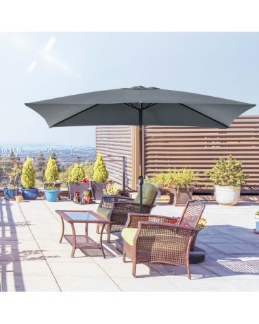 Parasol de jardin inclinable rectangulaire aluminium polyester gris