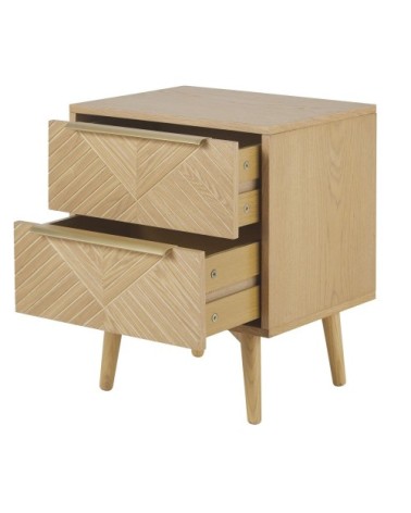 Table de chevet 2 tiroirs scultpée