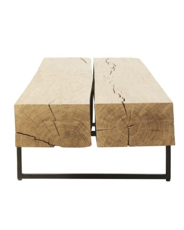 Table basse en chêne massif et métal noir