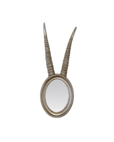 Miroir ovale argenté corne de gazelle 17x48cm
