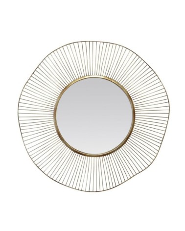 Miroir design rond en métal doré 75cm