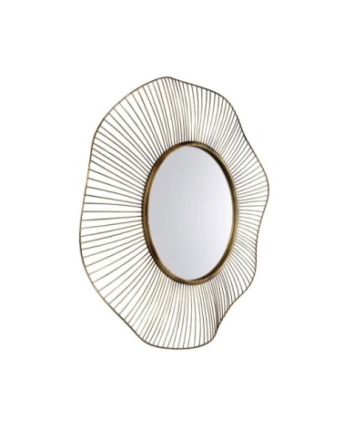 Miroir design rond en métal doré 75cm