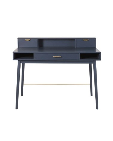 Bureau vintage 3 tiroirs bleu foncé