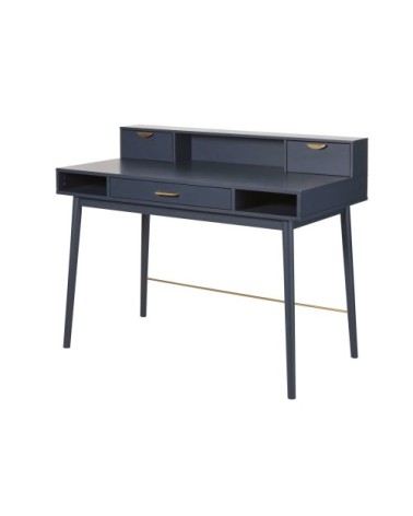 Bureau vintage 3 tiroirs bleu foncé