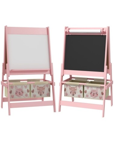 Tableau chevalet enfant ardoise double face métal rose