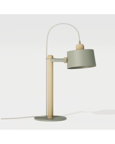 Lampe à poser en chêne et métal vert