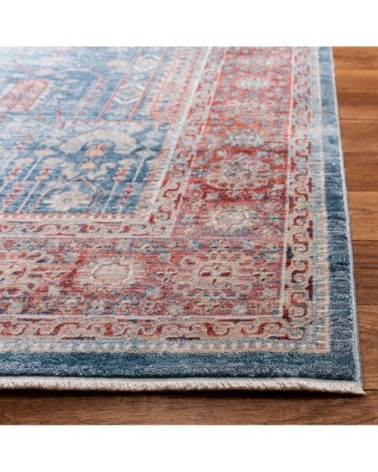 Tapis de salon interieur en bleu marine & rouge, 122 x 183 cm