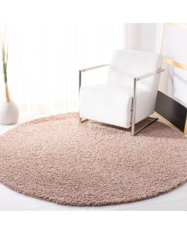 Tapis de salon interieur hirsute en beige, 201 x 201 cm