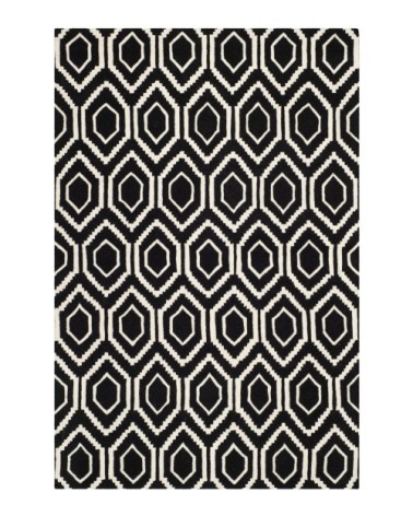 Tapis de salon interieur en noir & ivoire, 152 x 244 cm