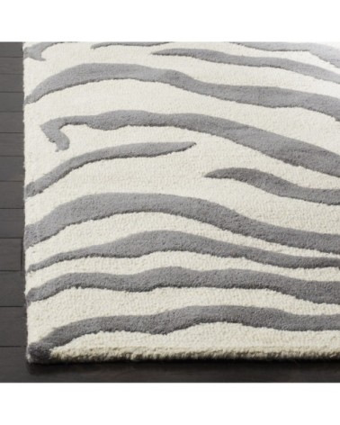 Tapis de salon interieur en ivoire & gris fonce, 183 x 274 cm