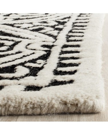 Tapis de salon interieur en noir & ivoire, 152 x 244 cm