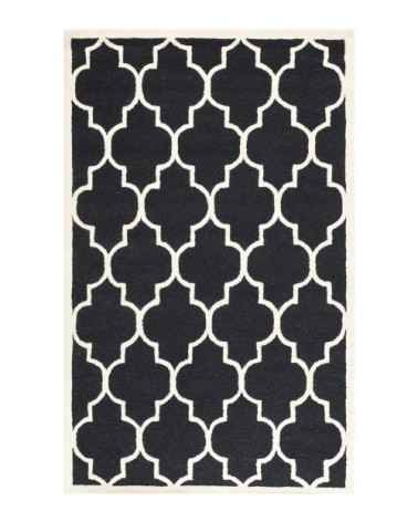 Tapis de salon interieur en noir & ivoire, 183 x 274 cm