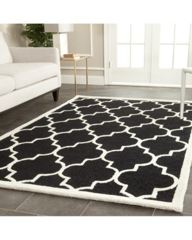 Tapis de salon interieur en noir & ivoire, 183 x 274 cm