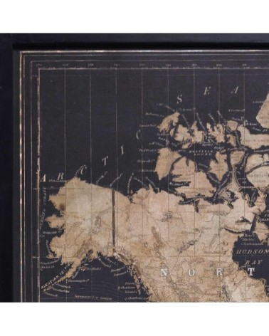 Cadre triptyque carte du monde noir 180x120