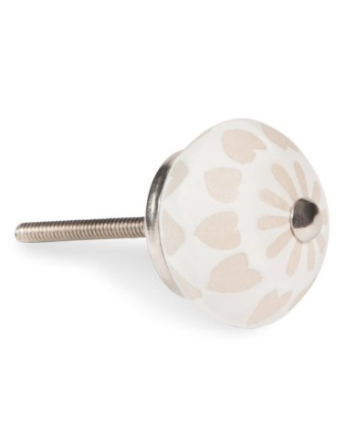 Bouton de porte en faïence blanche et crème SARAH