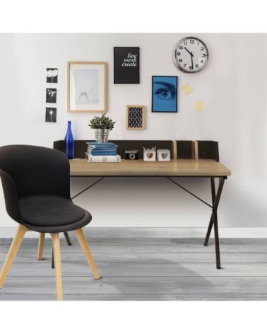 Bureau  plateau effet bois et piètement noir