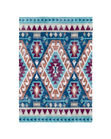 Tapis décoratif en coton en impression digital multicolore 140x200 cm