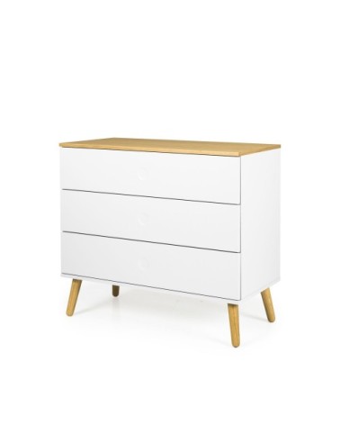 Commode en bois 3 tiroirs L90cm blanc