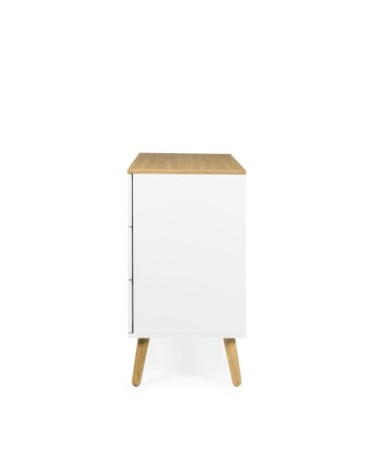 Commode en bois 3 tiroirs L90cm blanc