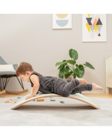 Planche d'équilibre 3 en 1 pour enfants en bois naturel gris